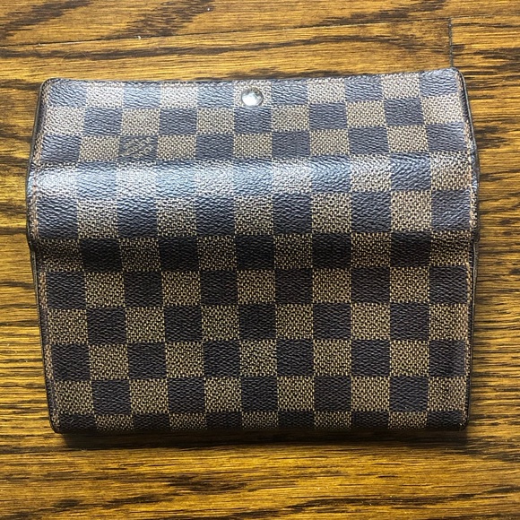 LOUIS VUITTON Damier Ebene Brown Black Full Length Sarah Wallet Organizer AUTH - Picture 16 of 16